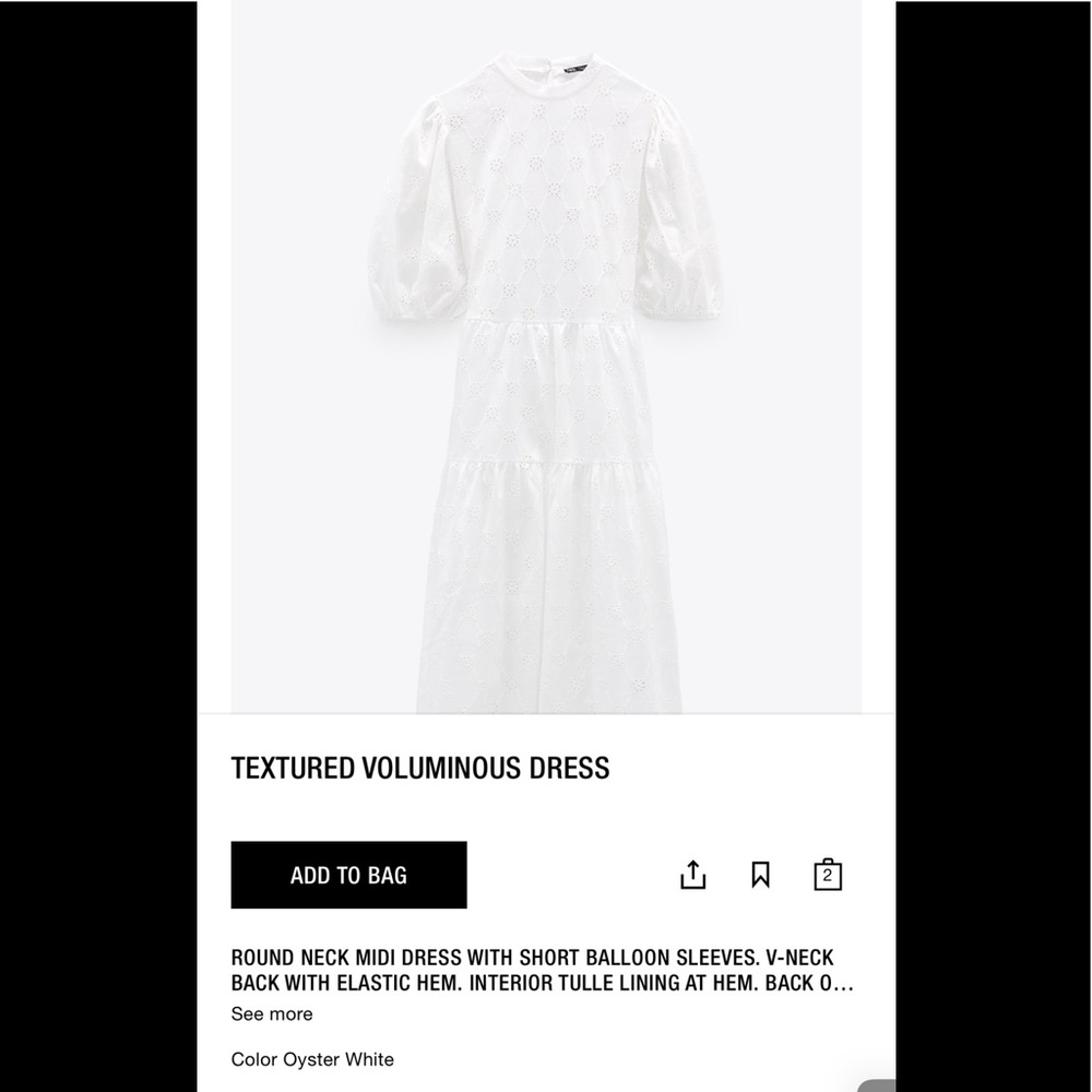🤍 ZARA Cut Out Back Eyelet MIDI Dress sz Large - Picture 16 of 17